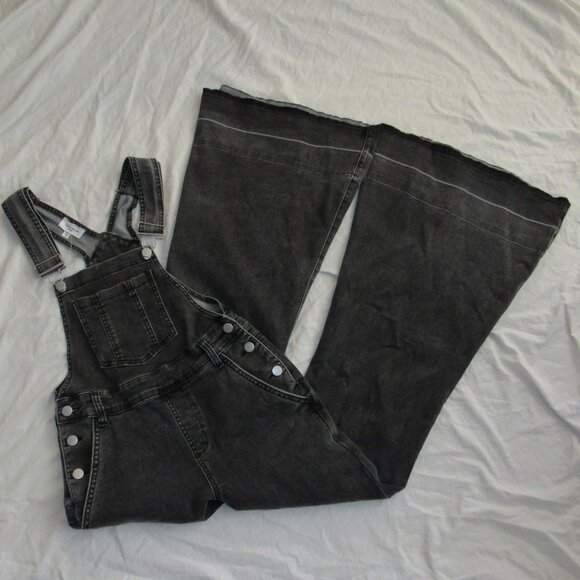 Women's Black Denim Overalls - Picture 2 of 6